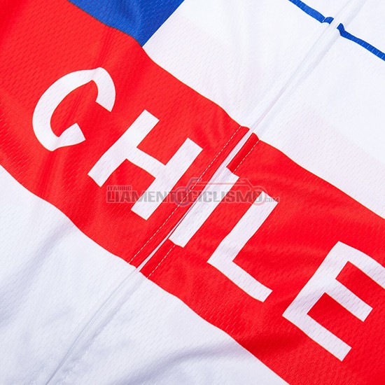 Abbigliamento Ciclismo Chile Manica Corta 2019 Bianco Rosso